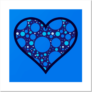 Blue Polka Dot Heart Posters and Art